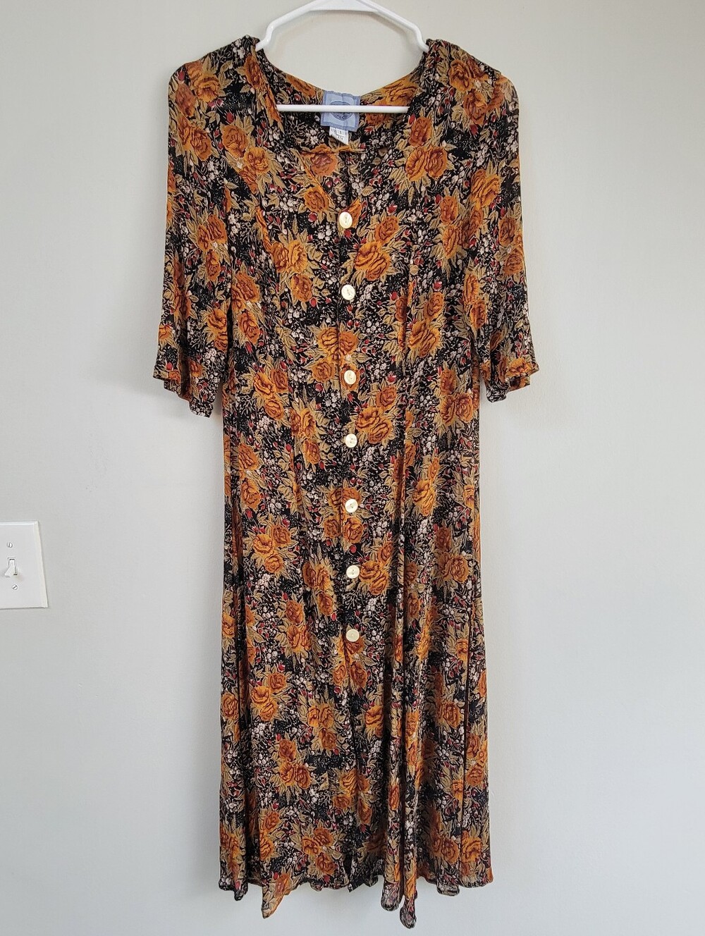 VTG Olive Clothing Co. Floral Sheer Rayon Dress Women Size 1 Boho Grandmacore